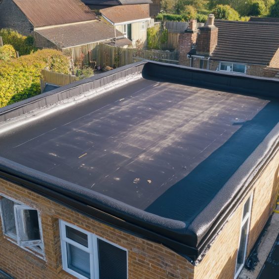 Modern flat roof installation on a residential building